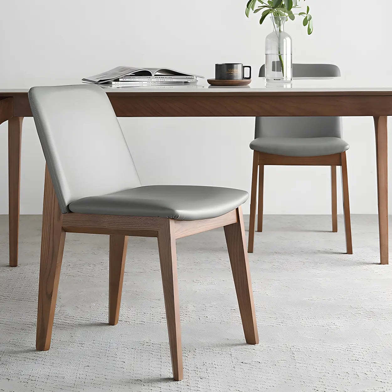 Mid-Century Rectangular White Stone Dining Table