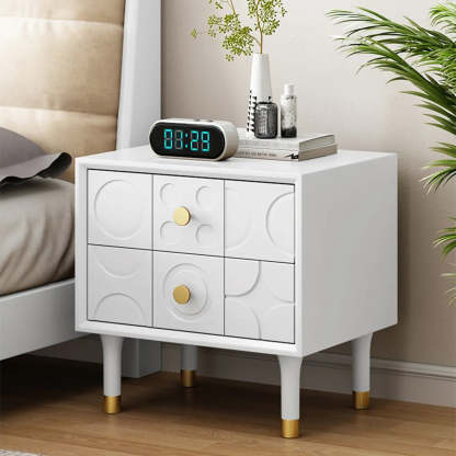 Mid-Century Rectangular Wood Nightstand with Drawers