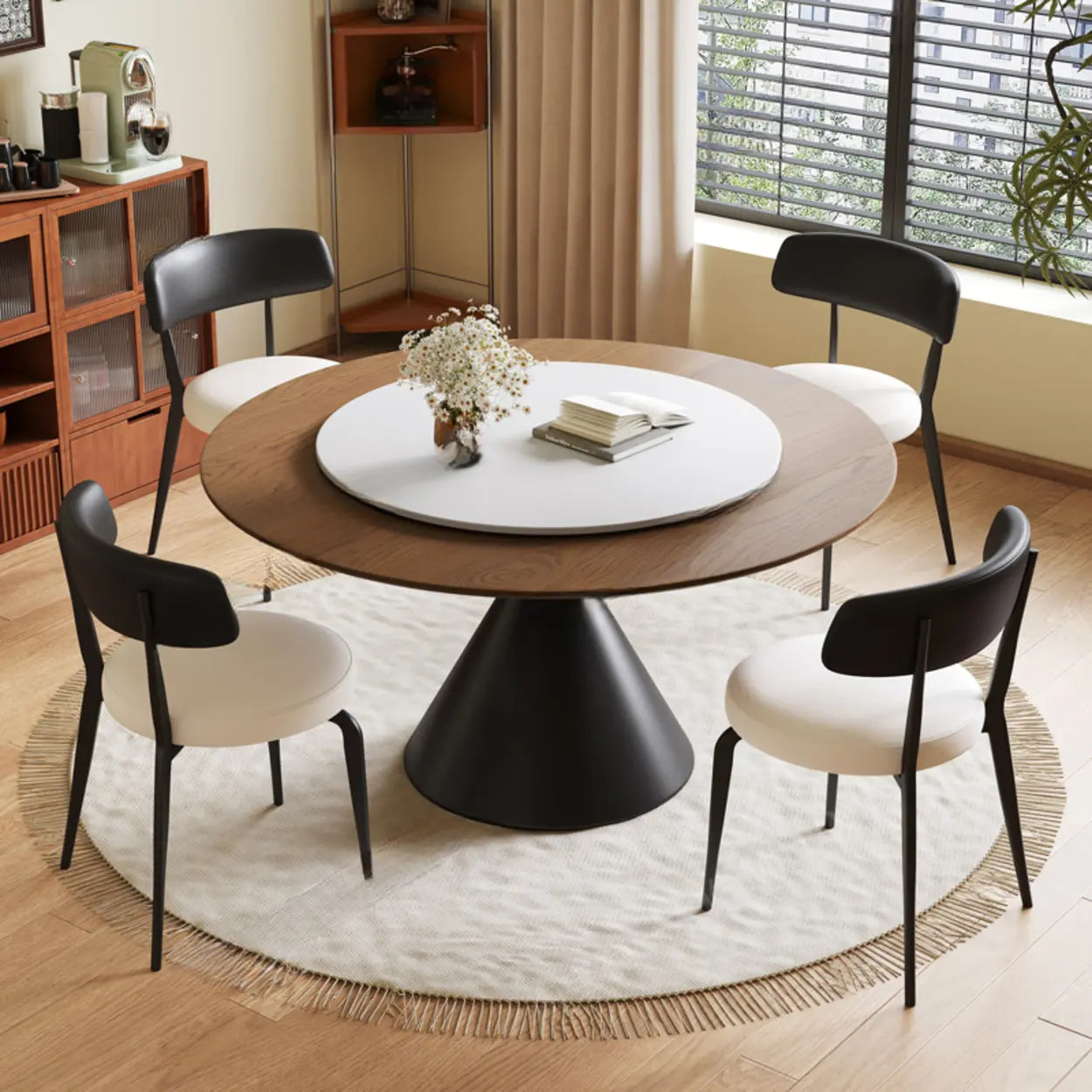 Mid-Century Rotating Lazy Susan Round Dining Table — Table Only