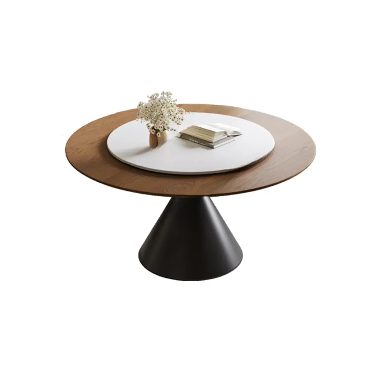 Mid-Century Rotating Lazy Susan Round Dining Table — Table Only