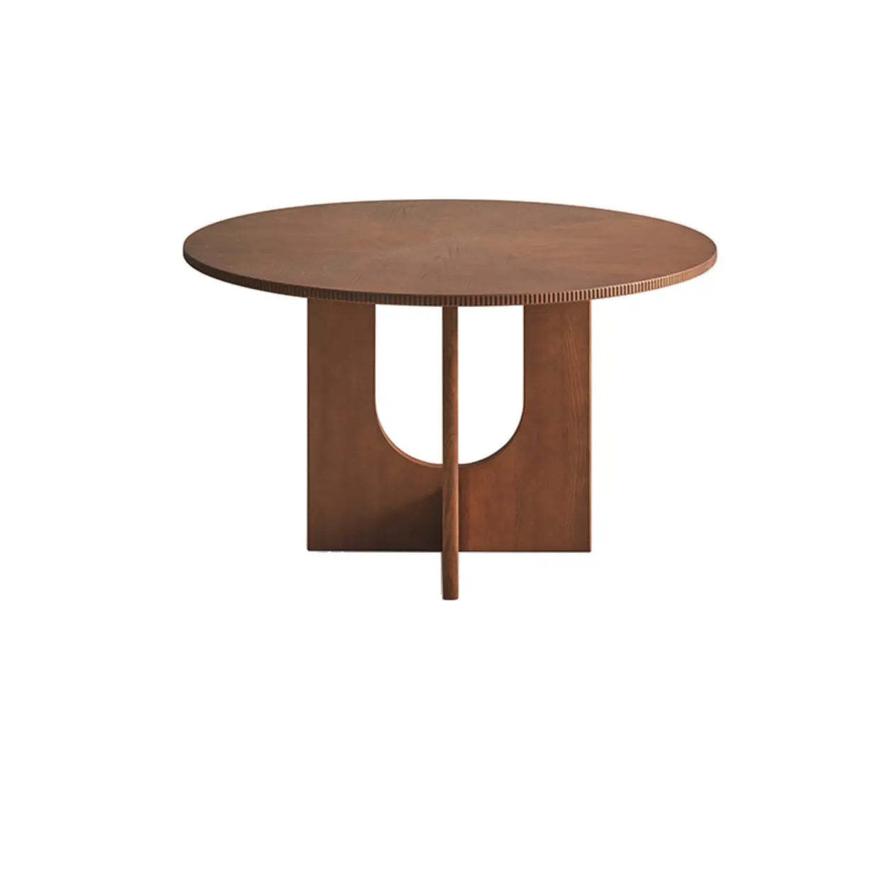 Wood copper marble pedestal round dining tables - modern