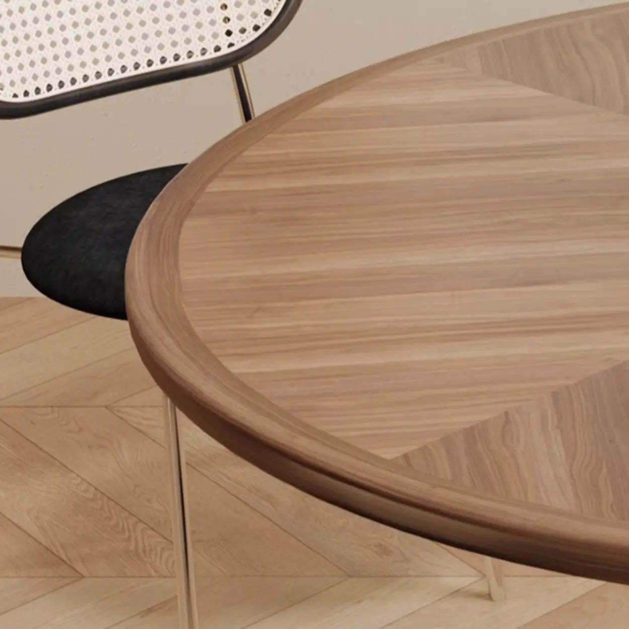 Mid-Century Round Wood Black Pedestal Dining Table — Table Only