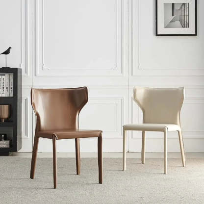 Mid-Century Saddle Leather Armless Dining Chair — Dark Gray