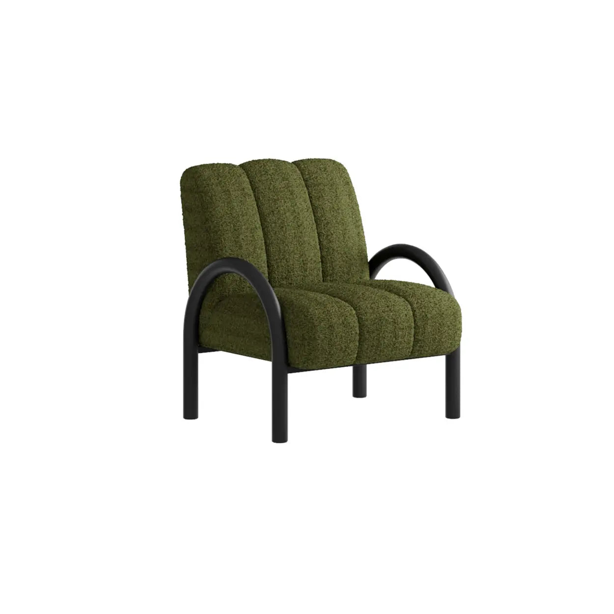 Mid-Century Sherpa Upholstered Armrest Accent Chair — Sherpa / Khaki