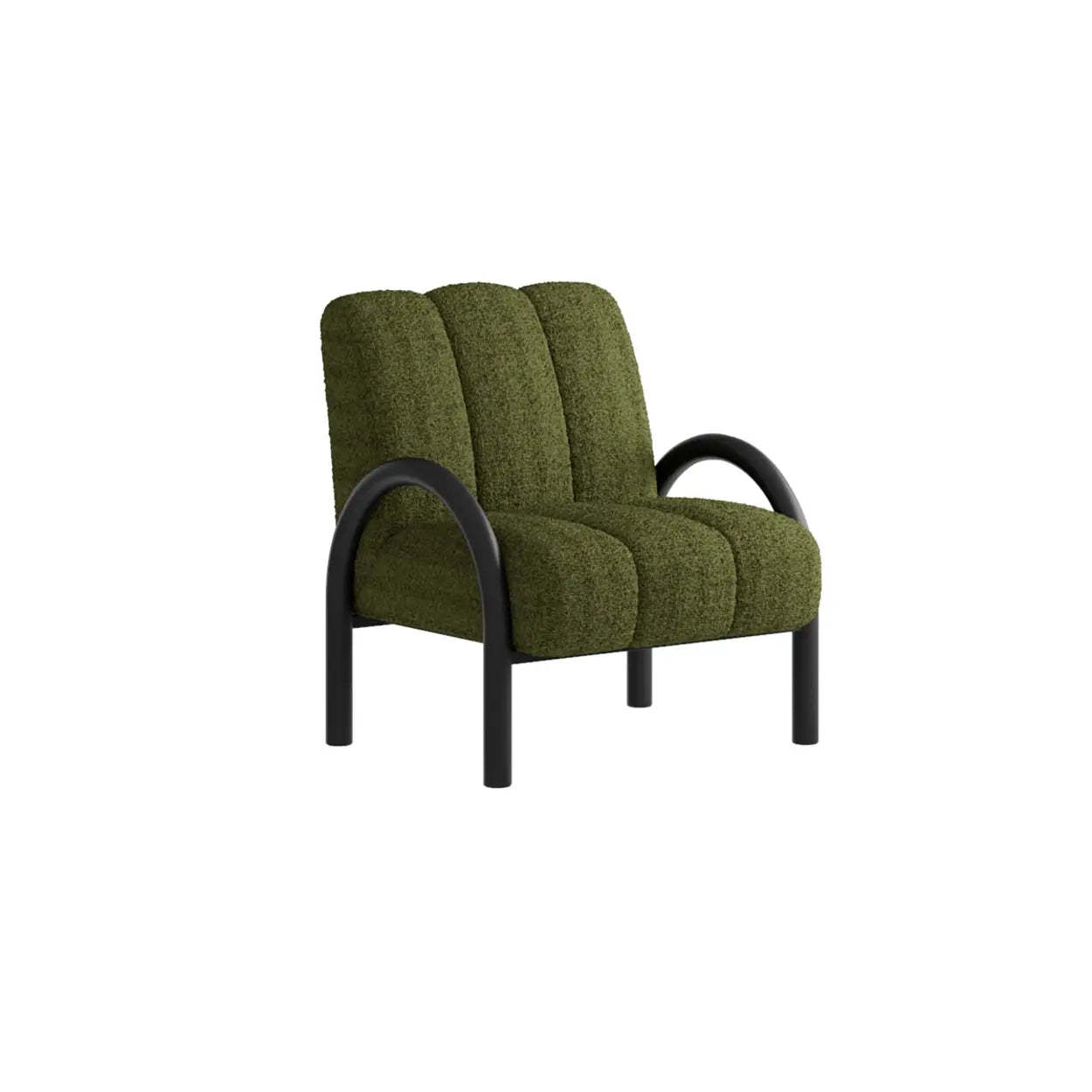 Mid-Century Sherpa Upholstered Armrest Accent Chair — Sherpa / Khaki