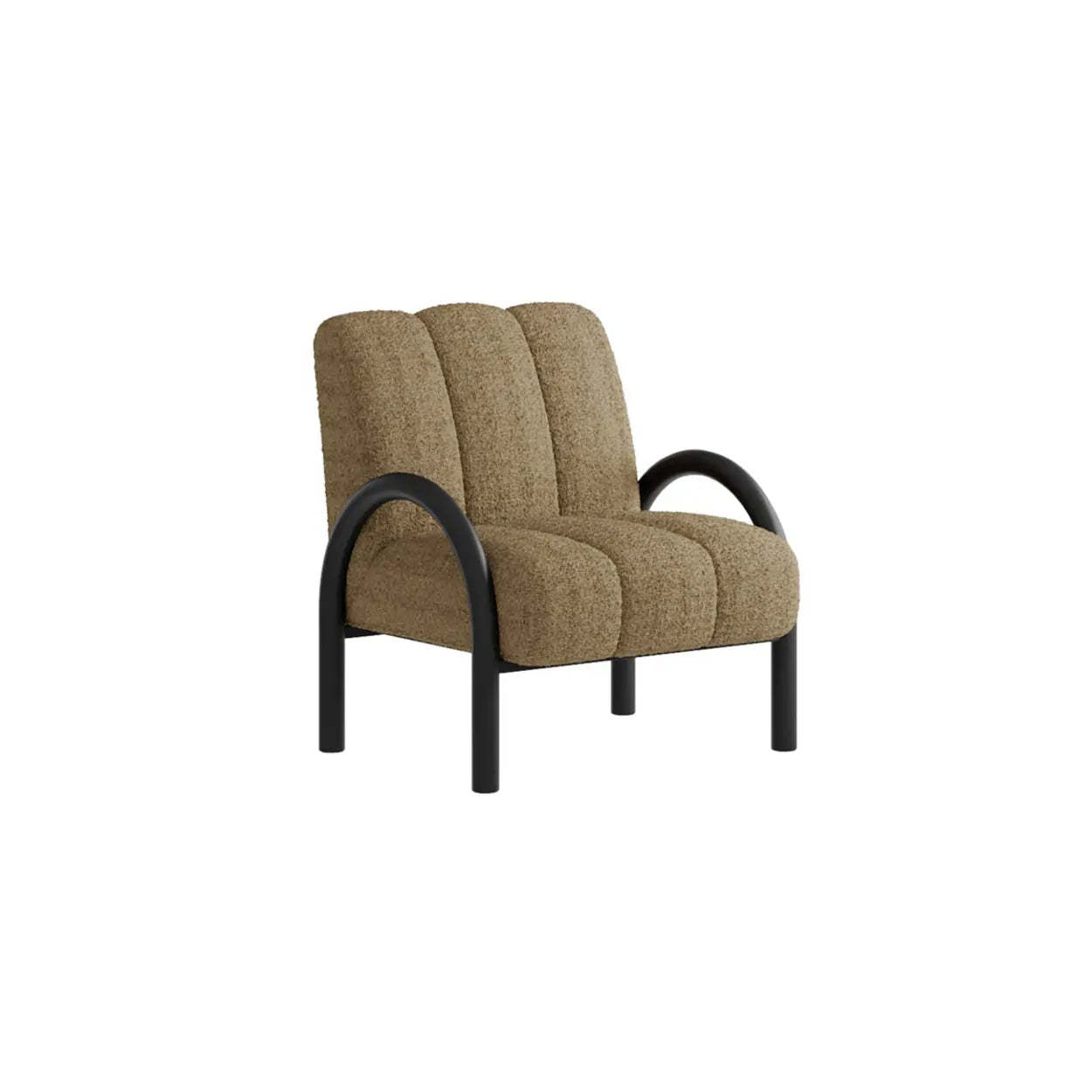 Mid-Century Sherpa Upholstered Armrest Accent Chair — Sherpa / Olive Green
