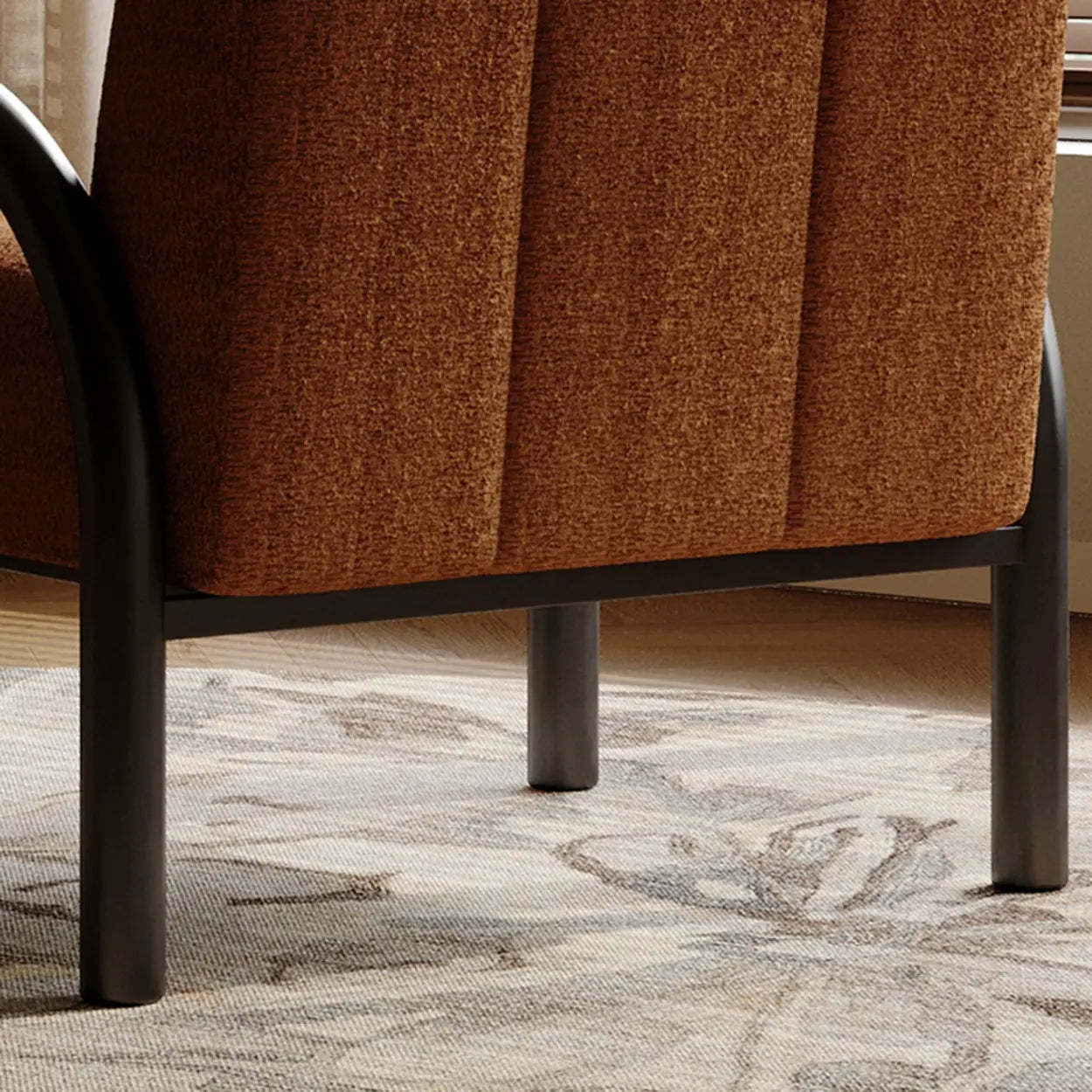 Mid-Century Sherpa Upholstered Armrest Accent Chair