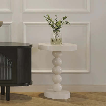 Mid-Century Small Round Yellow Ball Side Table — Ivory