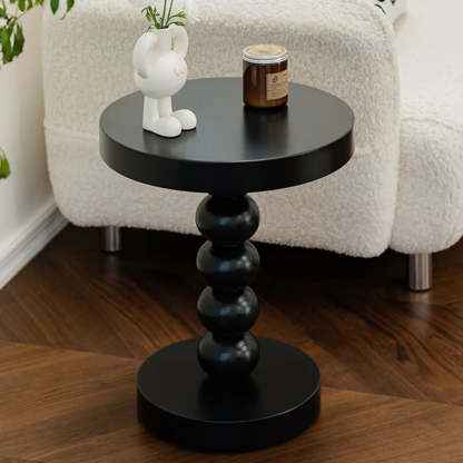 Mid-Century Small Round Yellow Ball Side Table — Cream Yellow