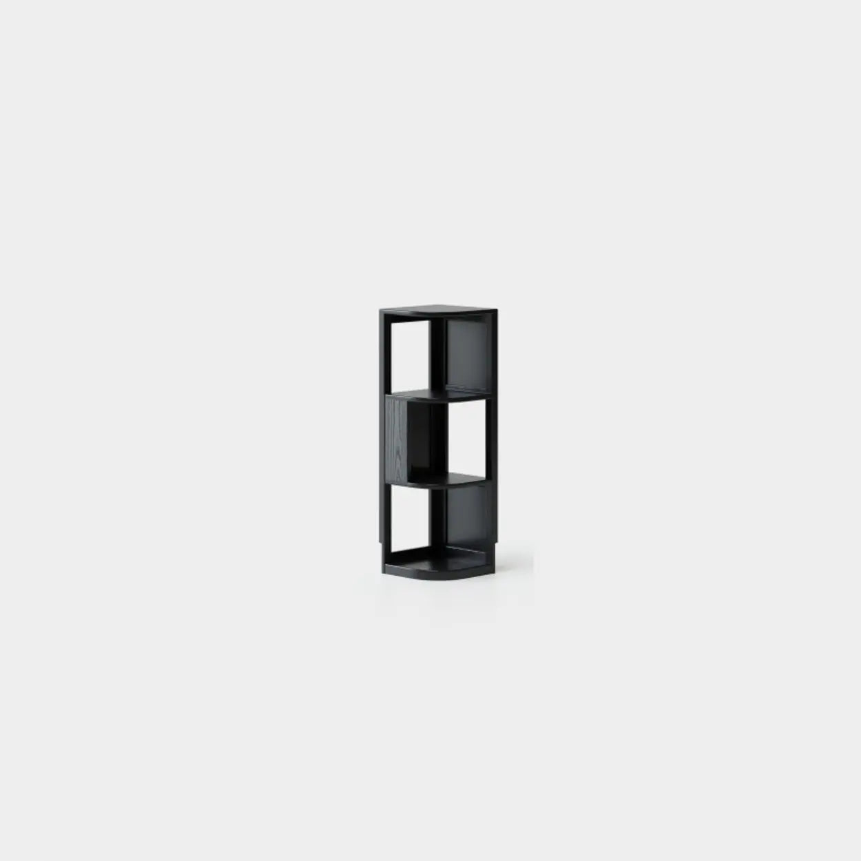 Mid-Century Wood Vertical Corner Bookshelf — Dark Black