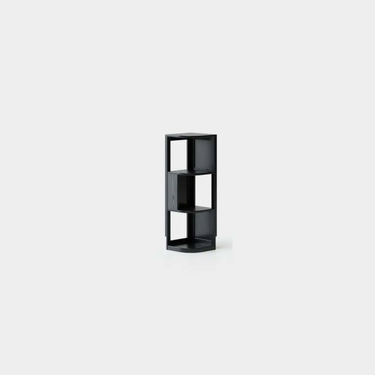 Mid-Century Wood Vertical Corner Bookshelf — Dark Black