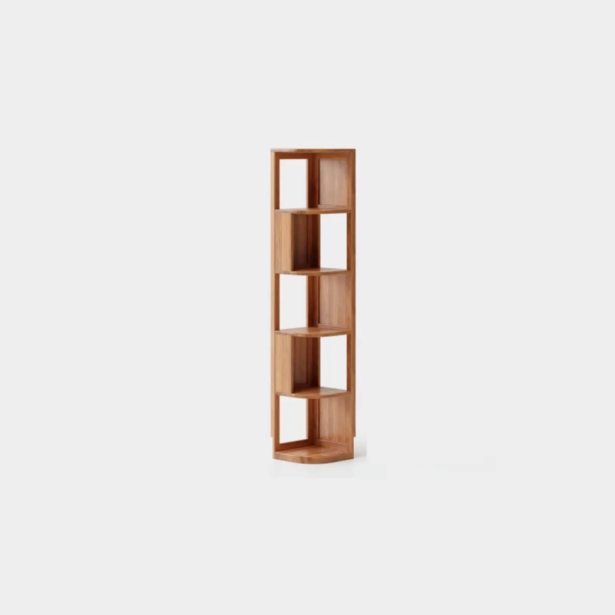 Mid-Century Wood Vertical Corner Bookshelf — Cream