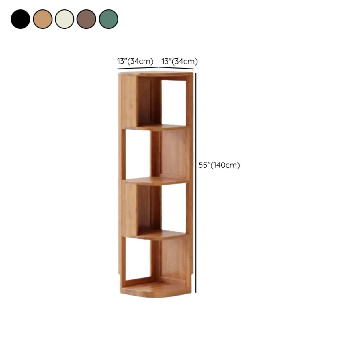 Mid-Century Wood Vertical Corner Bookshelf