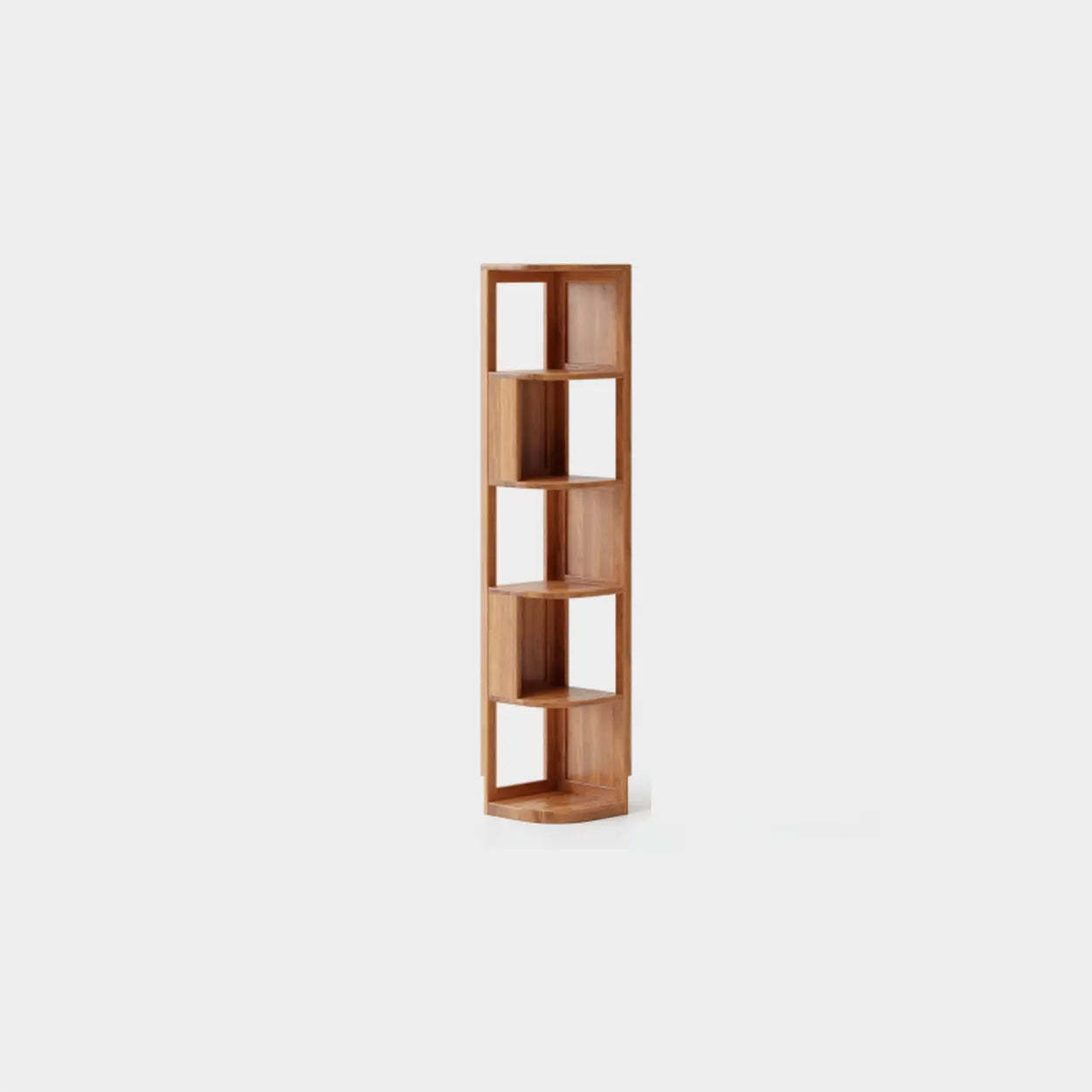 Mid-Century Wood Vertical Corner Bookshelf — Cream