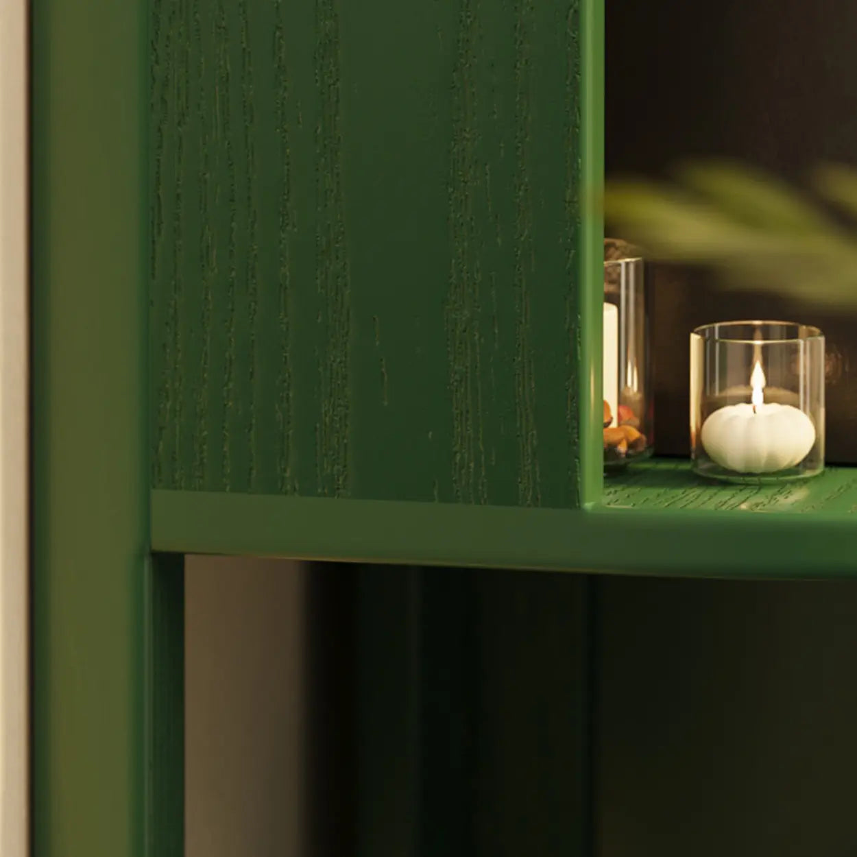 Mid-Century Wood Vertical Corner Bookshelf — Nut-Brown