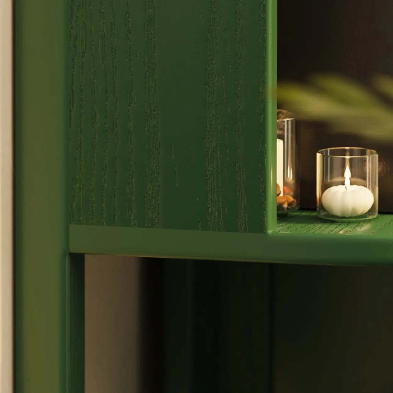 Mid-Century Wood Vertical Corner Bookshelf — Nut-Brown