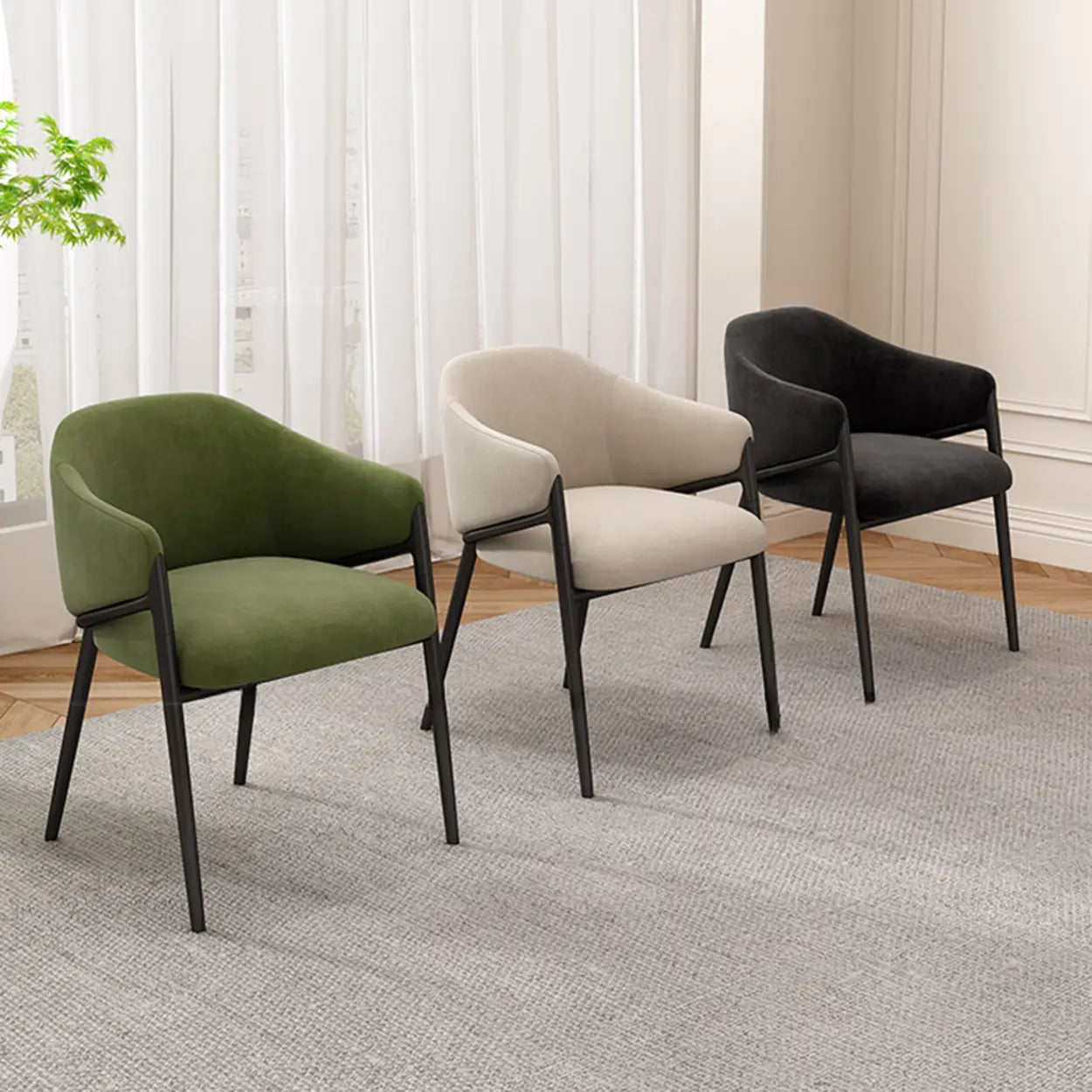 Mid-Century Upholstered Curved Back Dining Chair