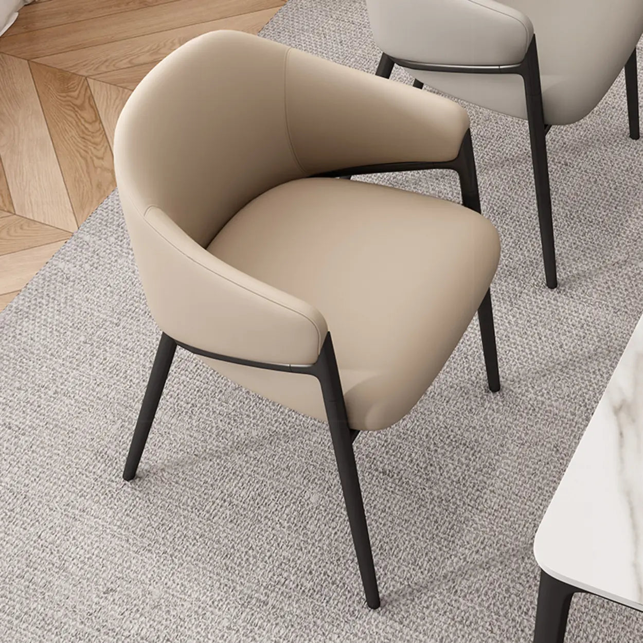 Mid-Century Upholstered Curved Back Dining Chair — Pink