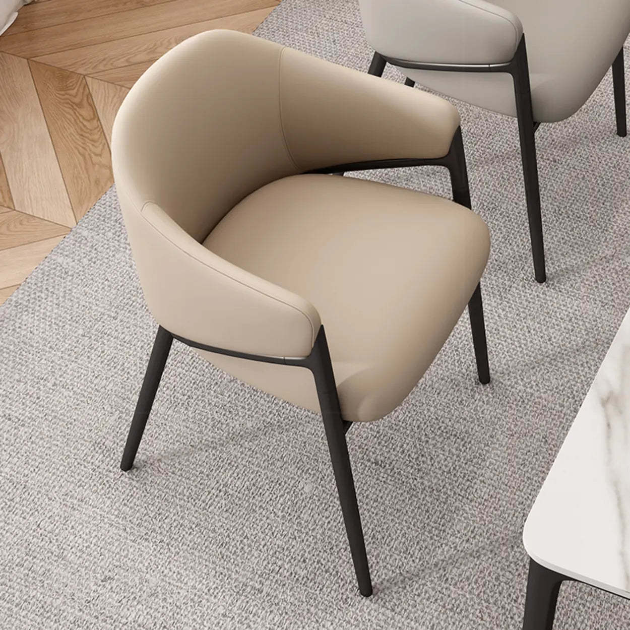 Mid-Century Upholstered Curved Back Dining Chair — Pink