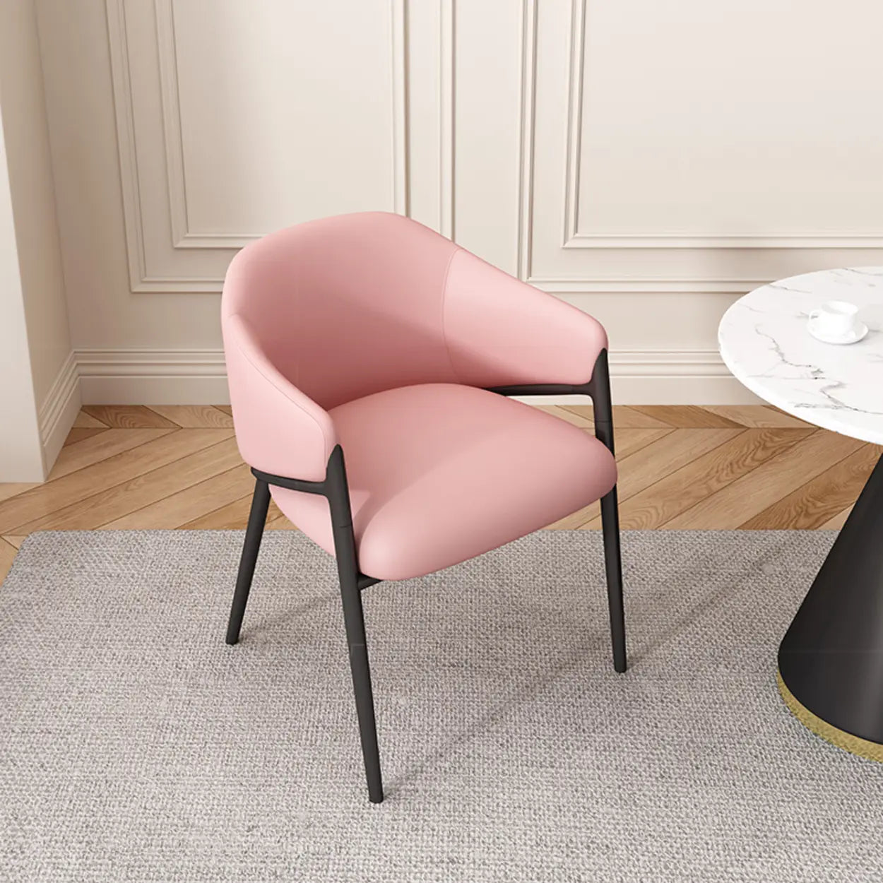 Mid-Century Upholstered Curved Back Dining Chair