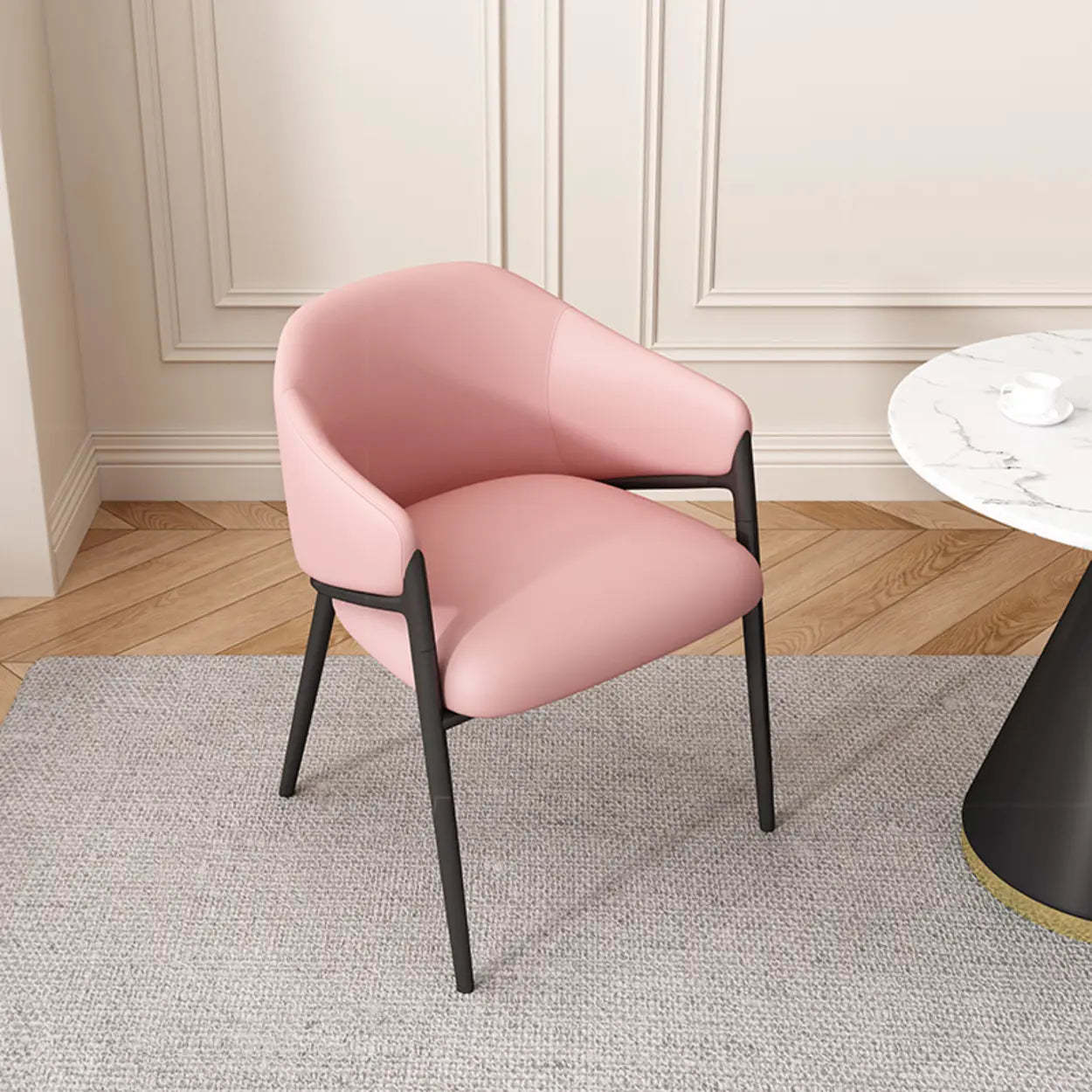 Mid-Century Upholstered Curved Back Dining Chair