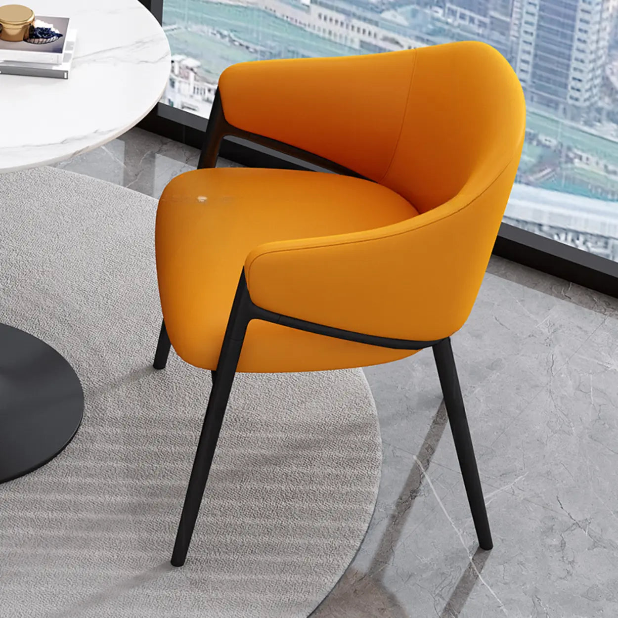 Mid-Century Upholstered Curved Back Dining Chair