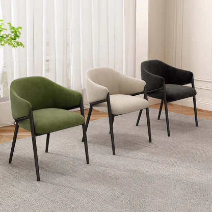 Mid-Century Upholstered Curved Back Dining Chair — Black