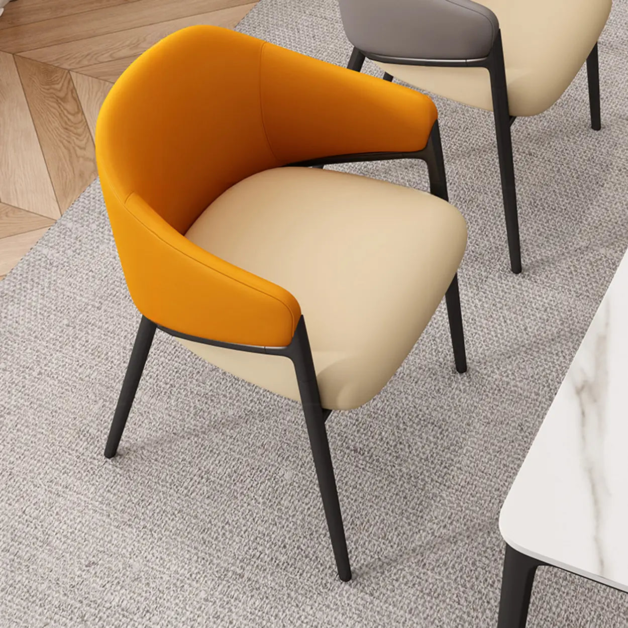 Mid-Century Upholstered Curved Back Dining Chair
