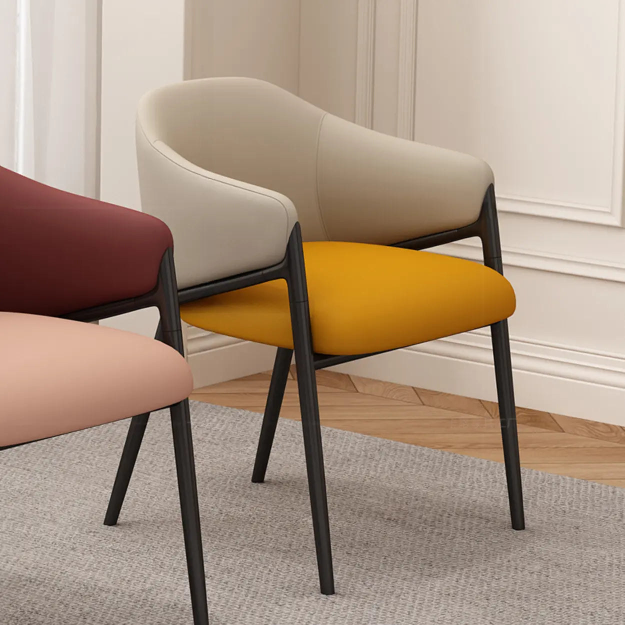 Mid-Century Upholstered Curved Back Dining Chair