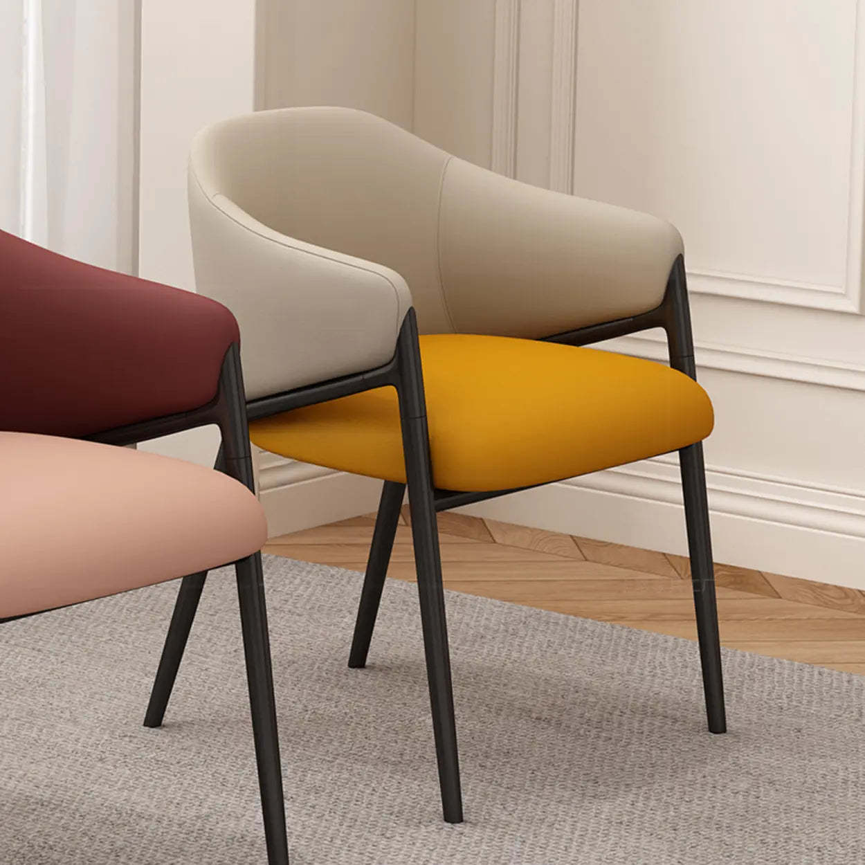 Mid-Century Upholstered Curved Back Dining Chair