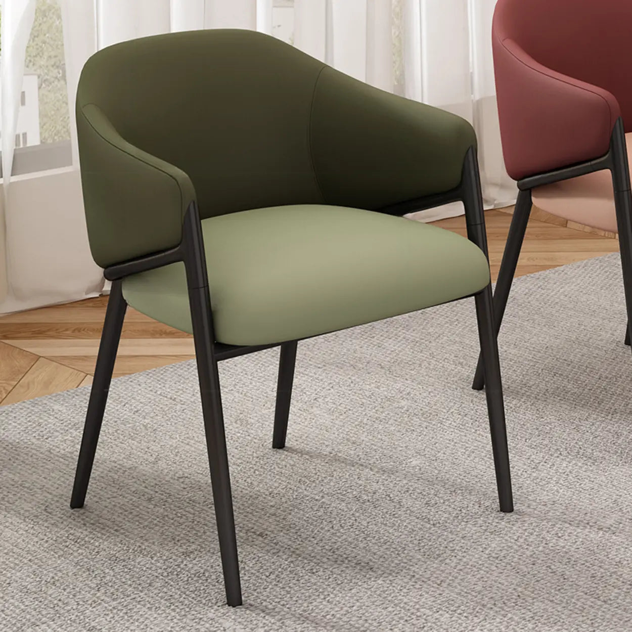 Mid-Century Upholstered Curved Back Dining Chair