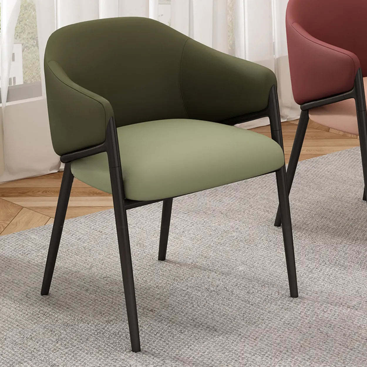 Mid-Century Upholstered Curved Back Dining Chair