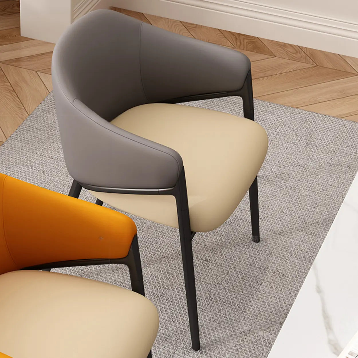 Mid-Century Upholstered Curved Back Dining Chair