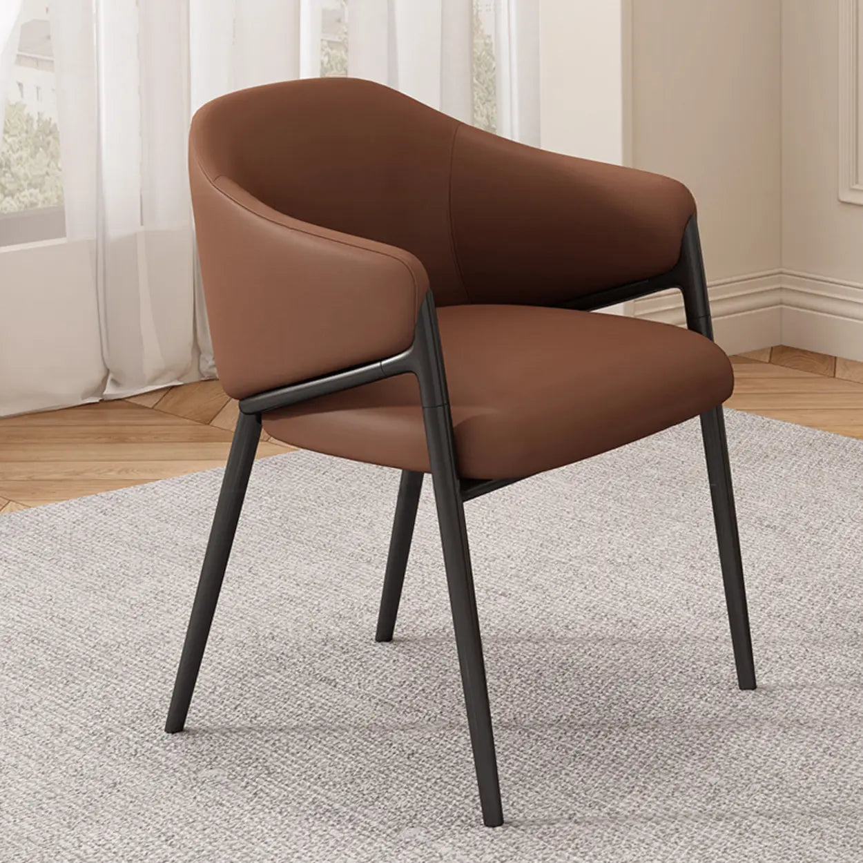 Mid-Century Upholstered Curved Back Dining Chair