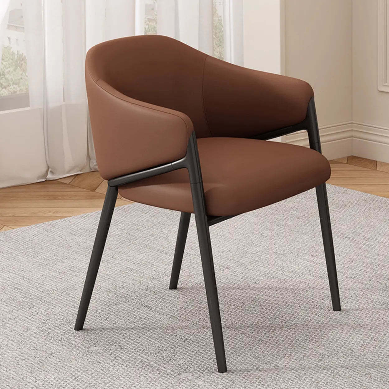 Mid-Century Upholstered Curved Back Dining Chair