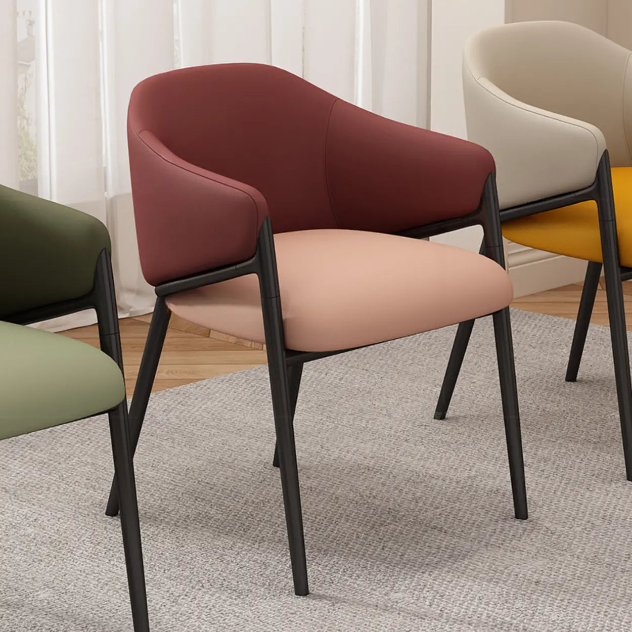 Mid-Century Upholstered Curved Back Dining Chair