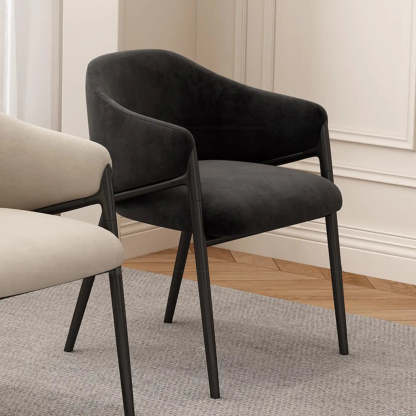 Mid-Century Upholstered Curved Back Dining Chair — Red-Pink
