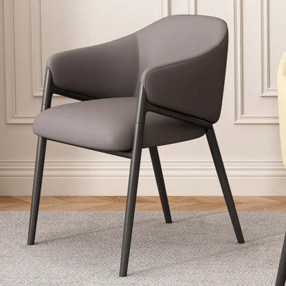 Mid-Century Upholstered Curved Back Dining Chair — Grey/ Orange
