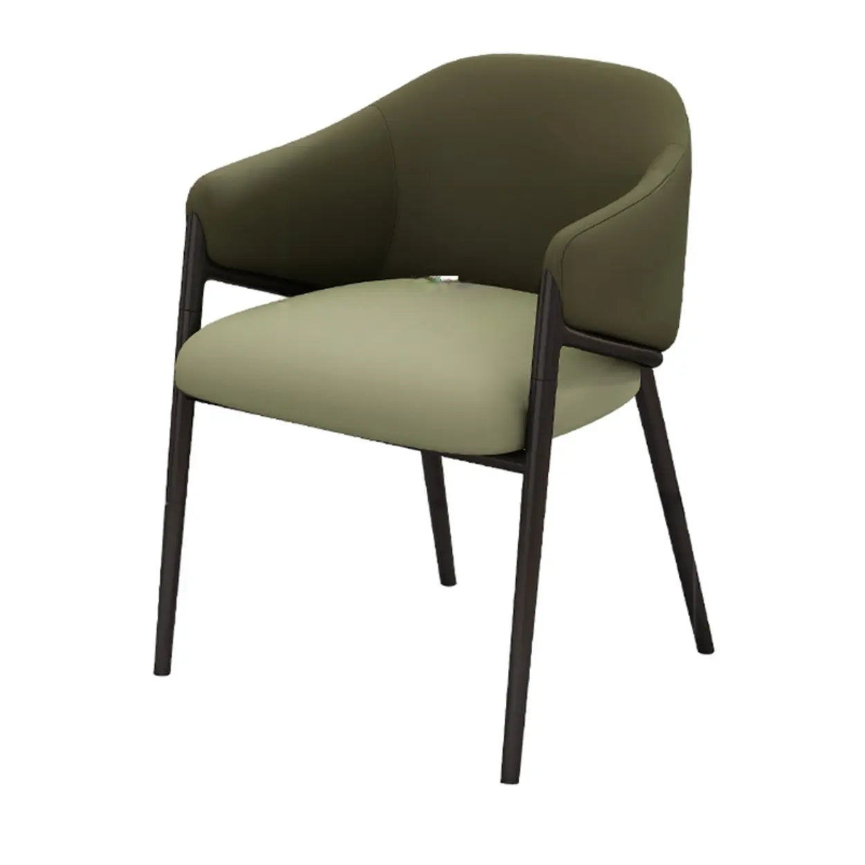 Mid-Century Upholstered Curved Back Dining Chair — Light Gray/ Beige