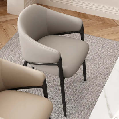 Mid-Century Upholstered Curved Back Dining Chair — Orange/ Beige