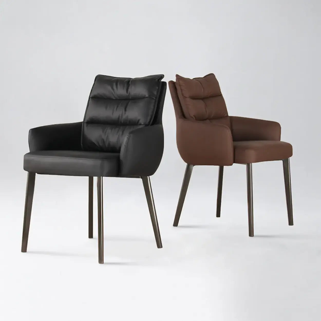 Mid-Century Faux Leather Dining Arm Chair — Camel