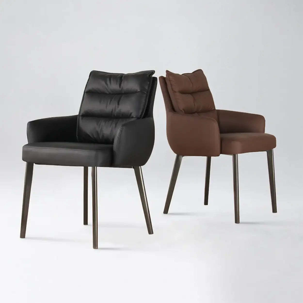 Mid-Century Faux Leather Dining Arm Chair — Camel