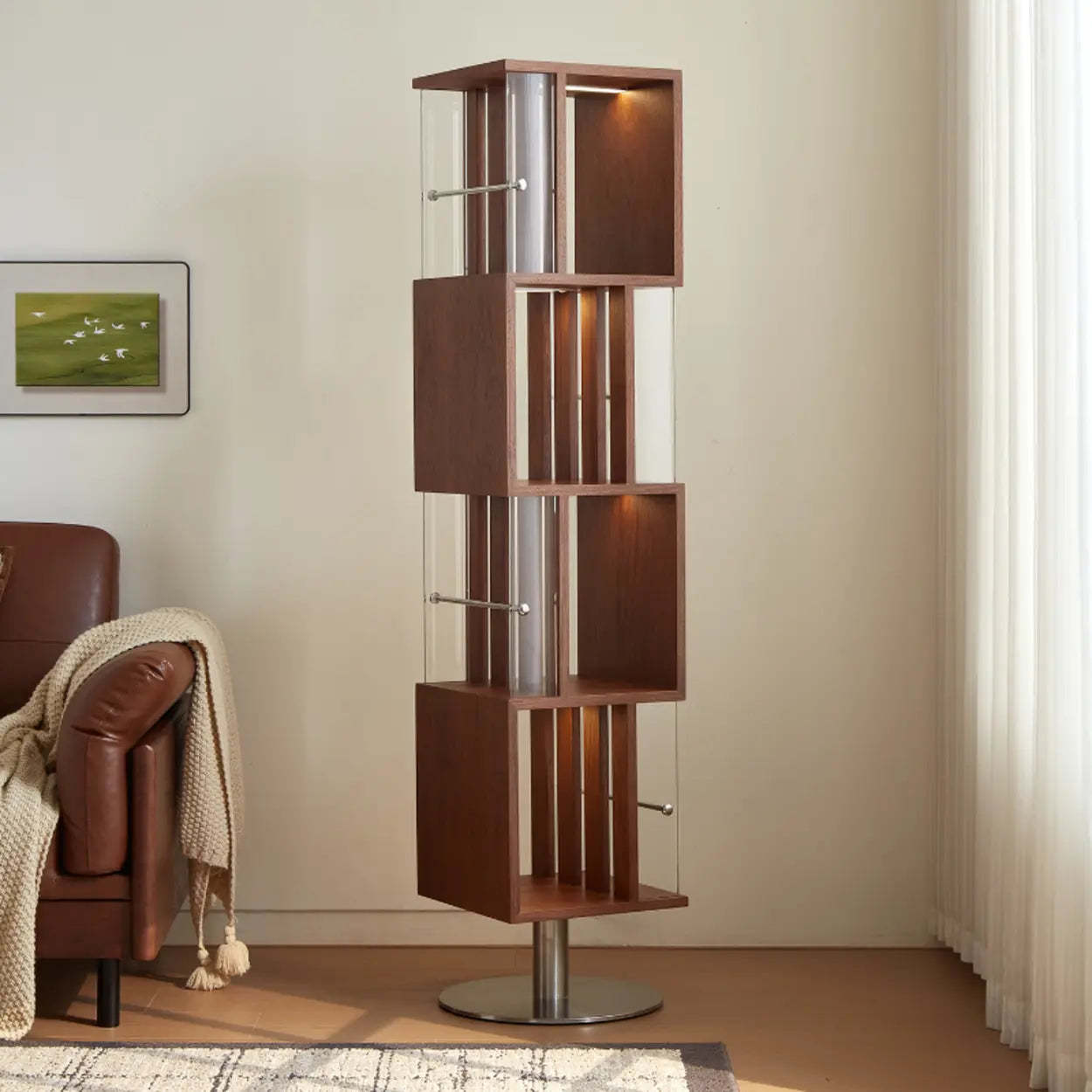 Brown modern bookshelf tiered bookcases