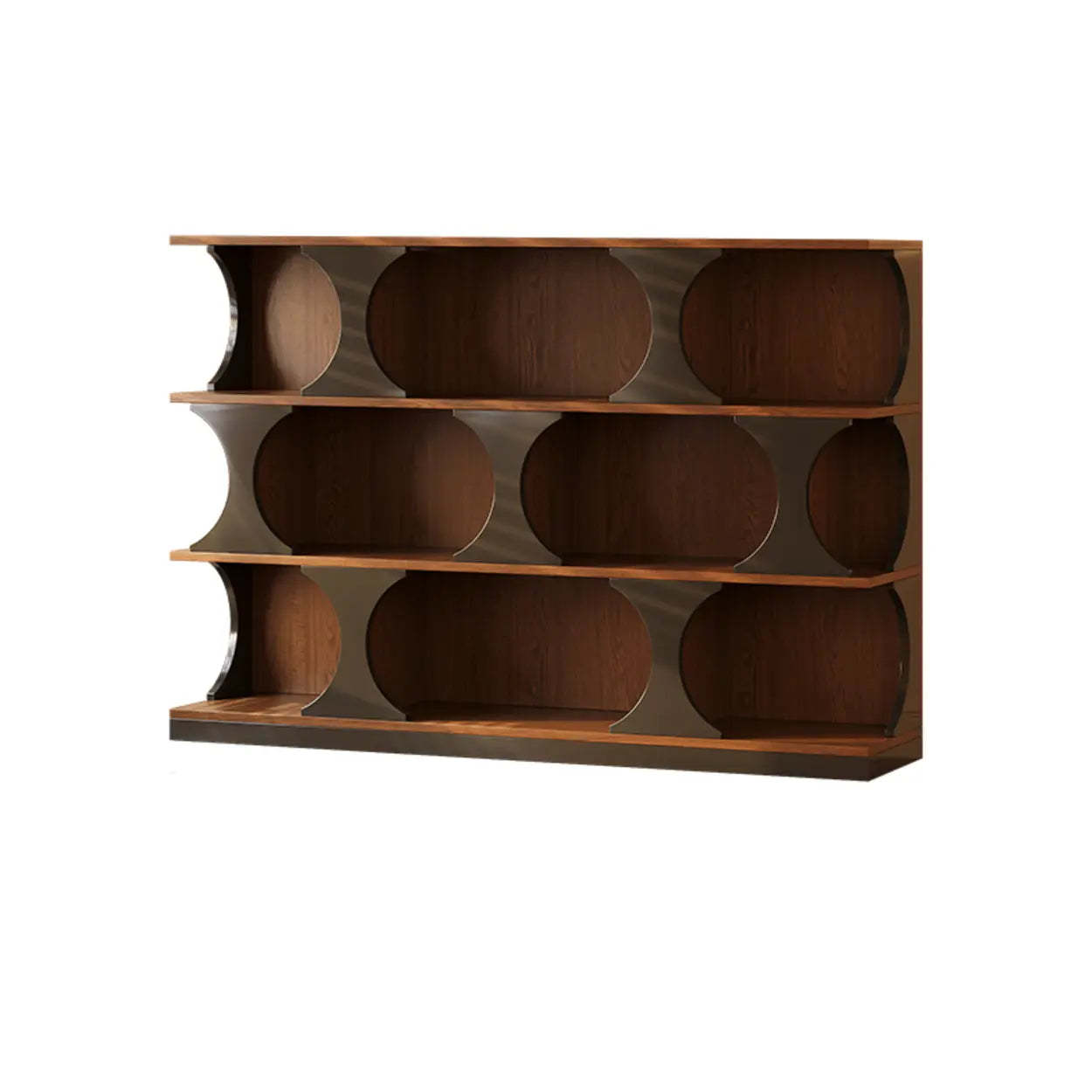 Mid-Century Geometric Brown Wood Bookshelf