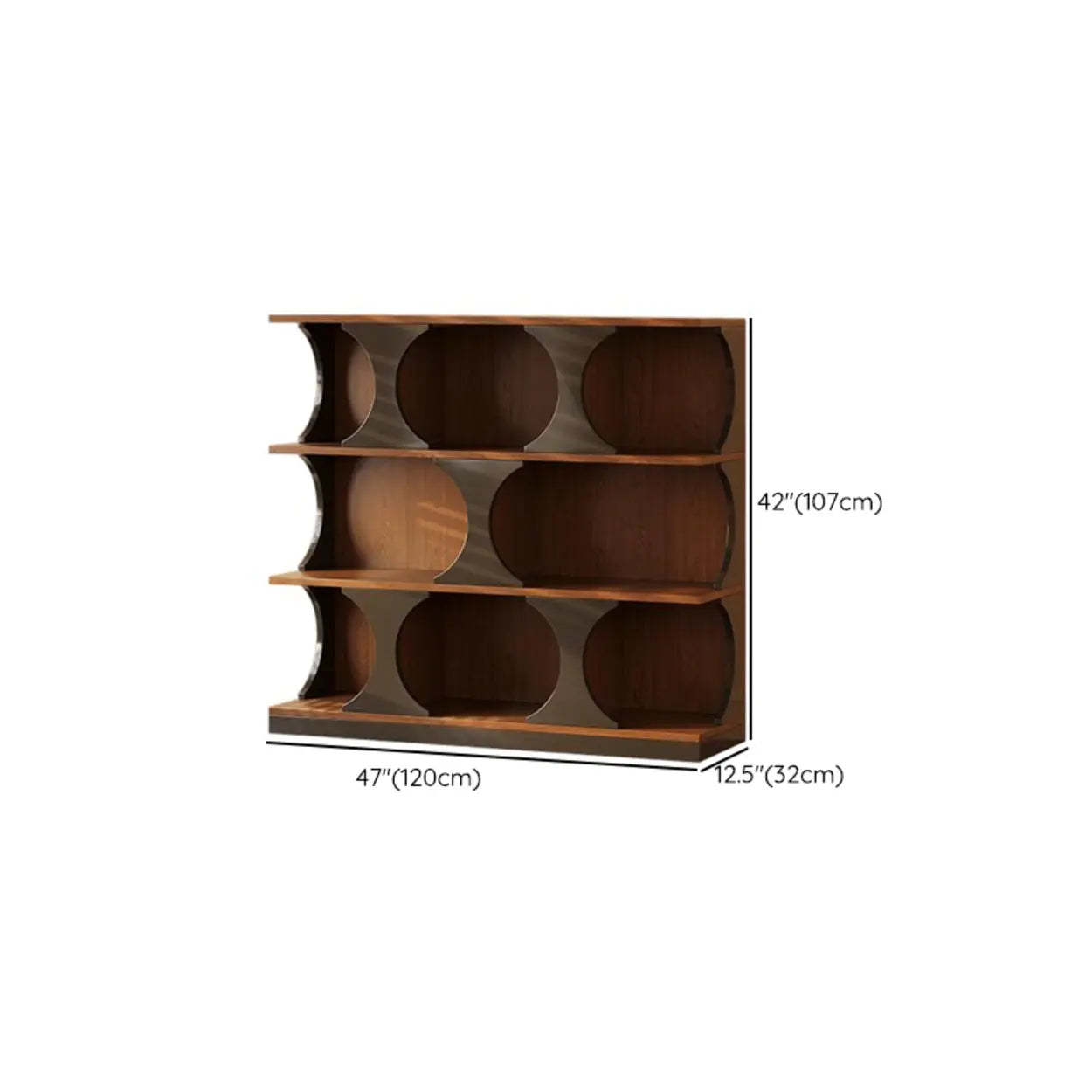 Mid-Century Geometric Brown Wood Bookshelf