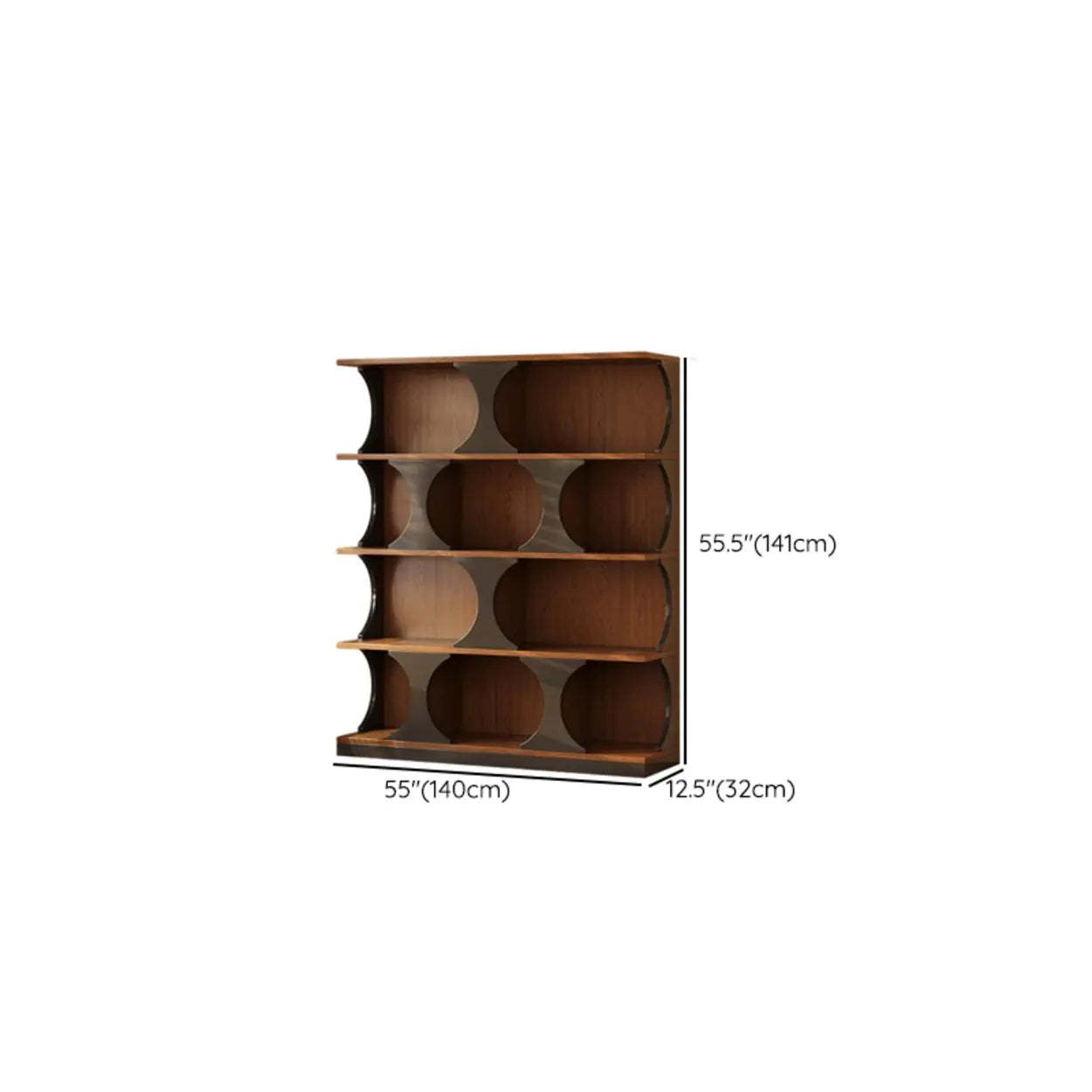 Mid-Century Geometric Brown Wood Bookshelf