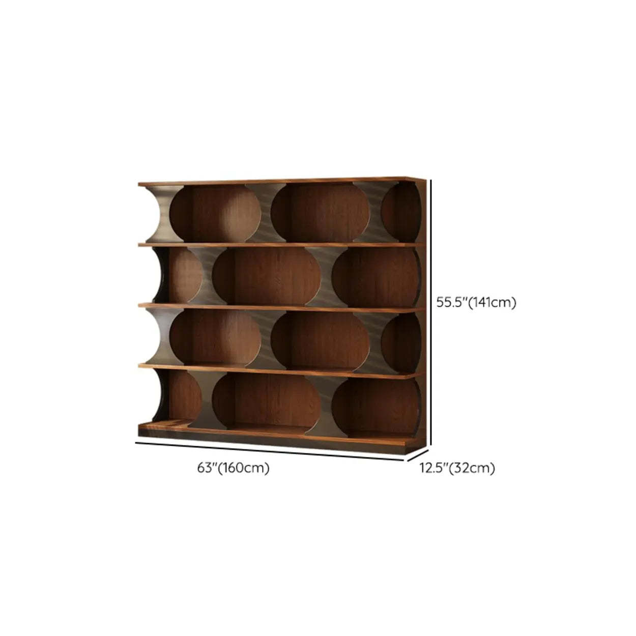 Mid-Century Geometric Brown Wood Bookshelf