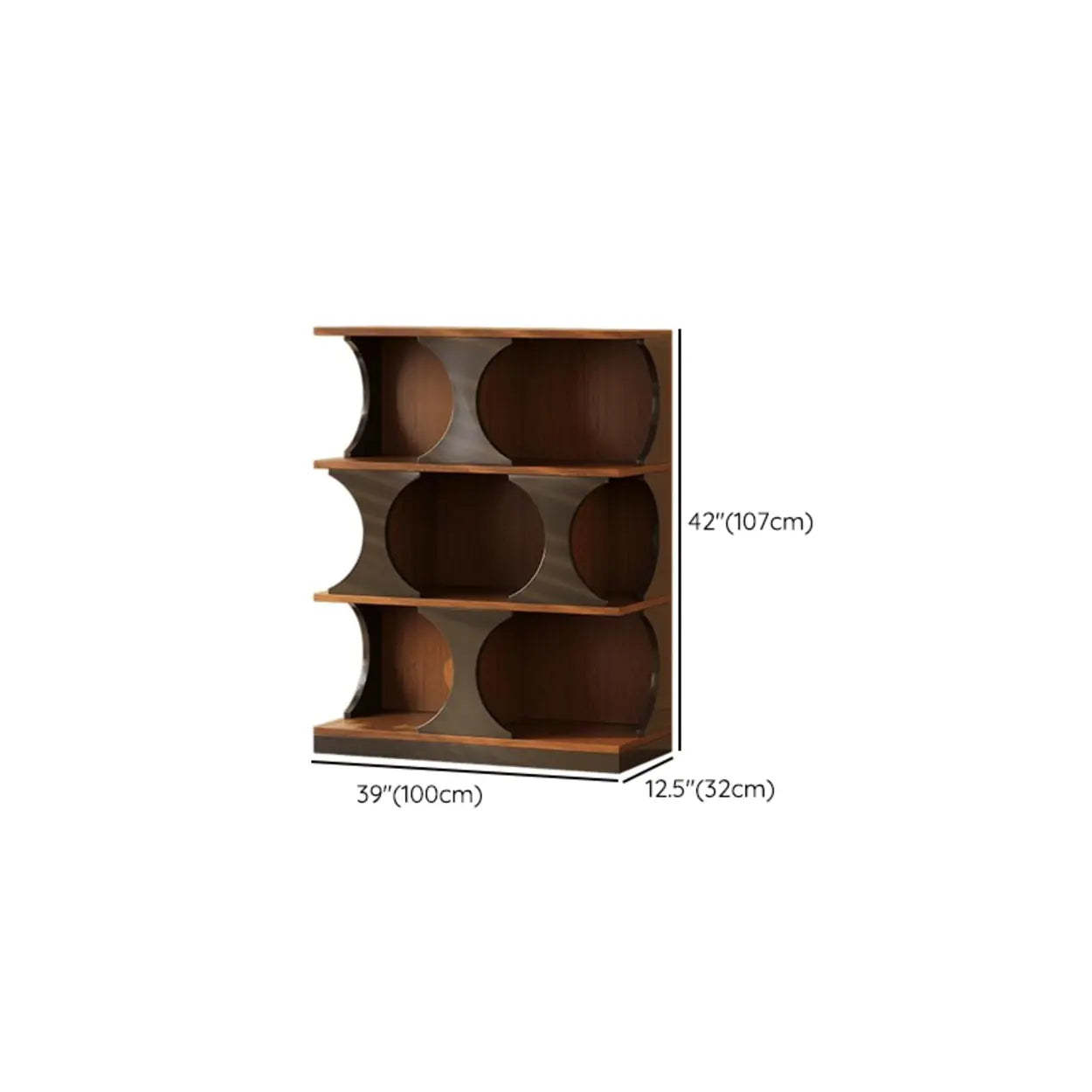 Mid-Century Geometric Brown Wood Bookshelf