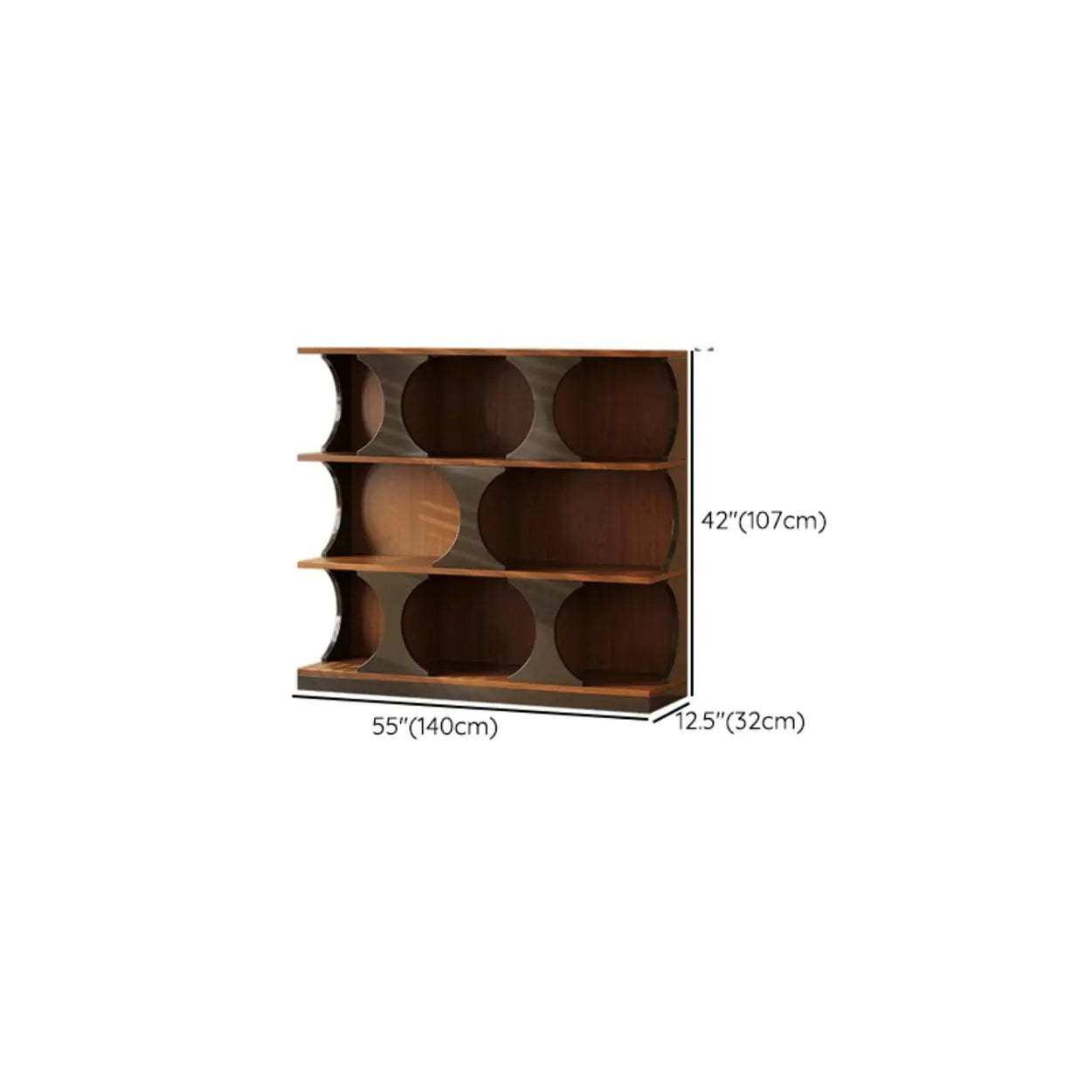 Mid-Century Geometric Brown Wood Bookshelf