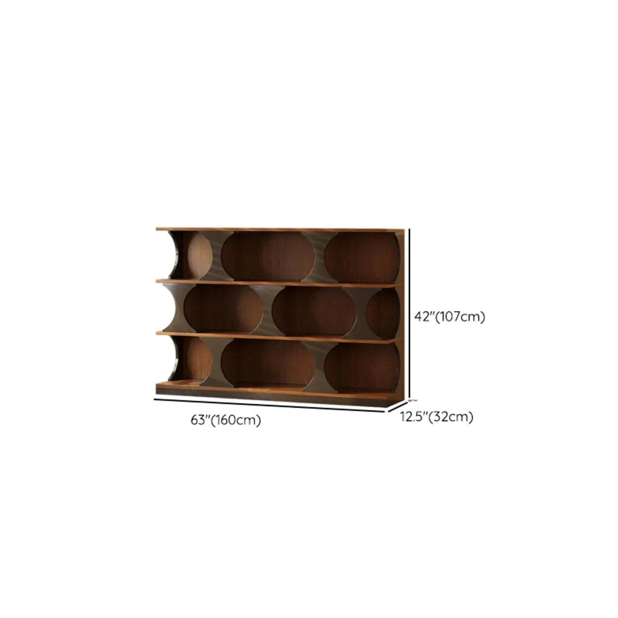Mid-Century Geometric Brown Wood Bookshelf